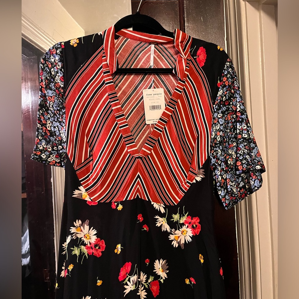 Free People Floral Dress with Short Sleeves Size 12